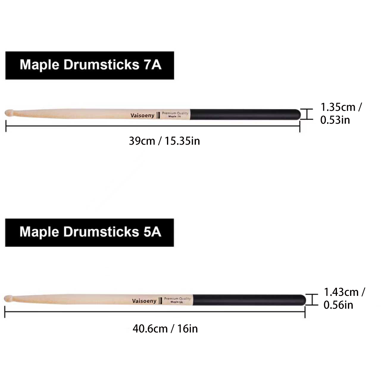 12 Pairs Classic 5A/7A Maple W - Drum Stick 5A 评论和价格