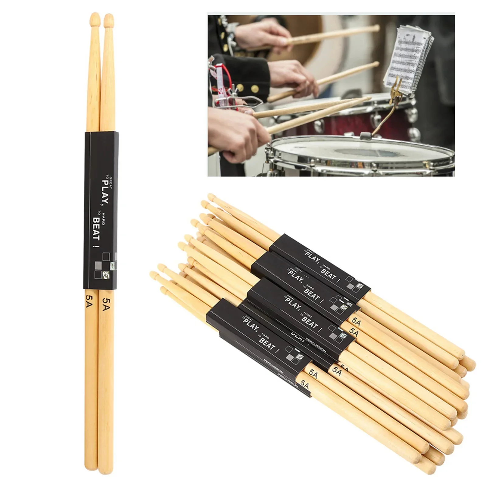 12Pairs Teardrop‑shaped Stick  - Drum Stick 5A 评论和价格