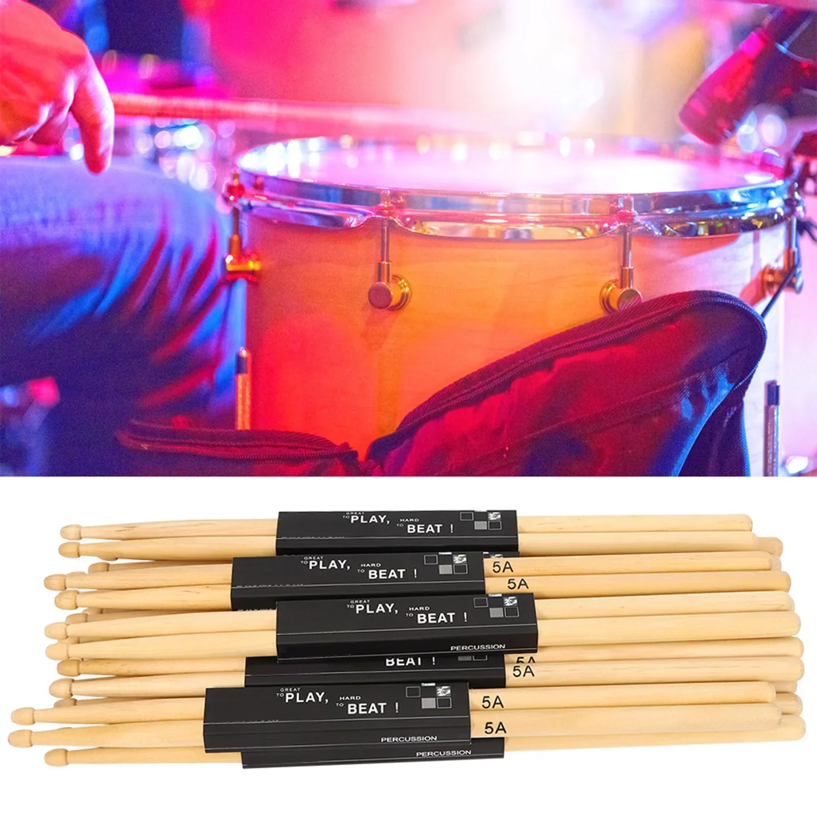 12Pairs Teardrop‑shaped Stick  - Drum Stick 5A 评论和价格