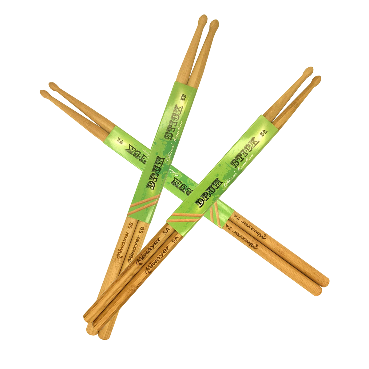 Miwayer 6 Inch Bamboo Drum Sti - Drum Stick 5A 评论和价格