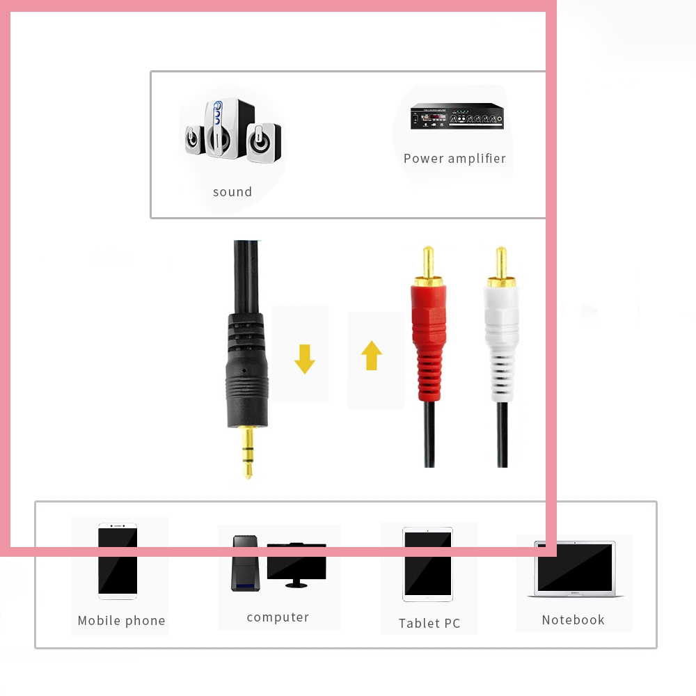 3.5mm Stereo Male Plug to 2 RC - Audio And Music Splitter 评论和价格